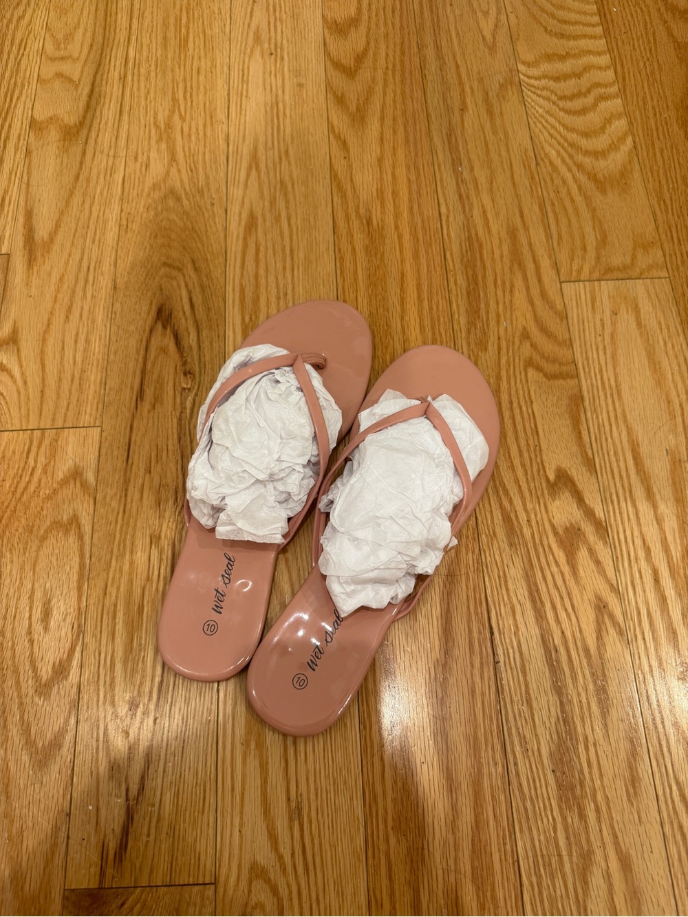 Wet Seal Blush Pink Slide Sandals with Thong Strap